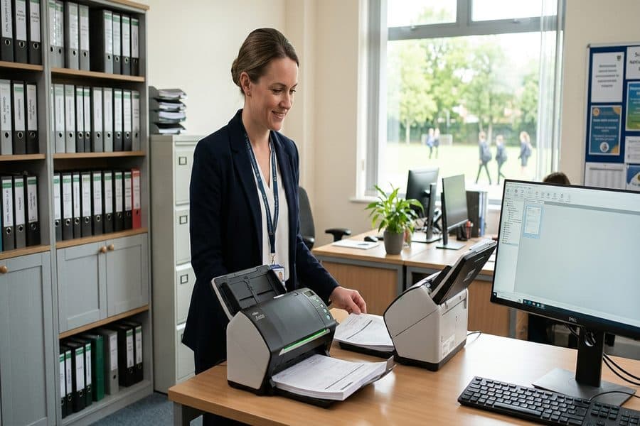 Document scanning in a school office